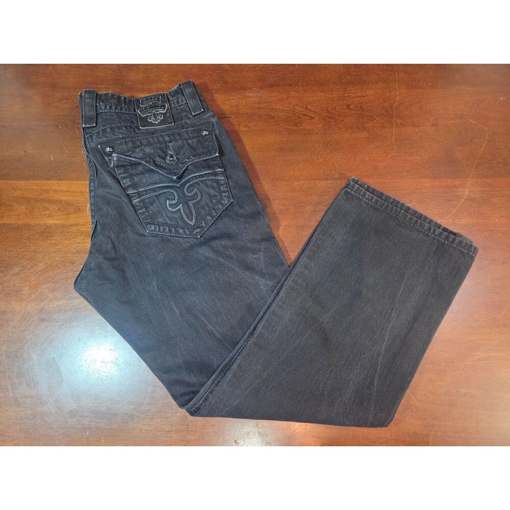 Rock Revival Steven Straight Black Jeans Men’s Size 36 Designer Denim USA